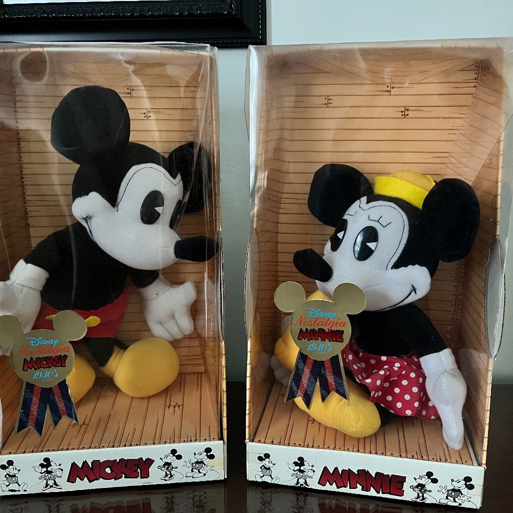 1930s Disney Nostalgia Mickey Minnie Mouse • Plush Toy